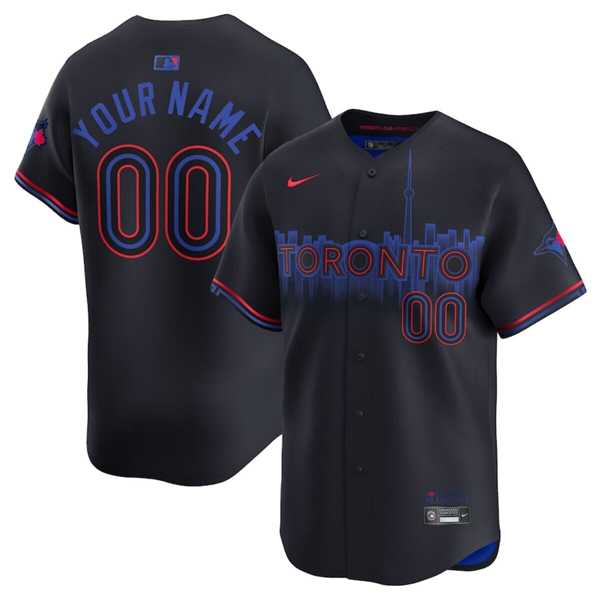 Mens Toronto Blue Jays Active Player Custom Black 2024 City Connect Limited Stitched Baseball Jersey